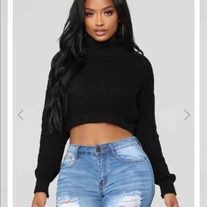 Cropped turtle neck sweater